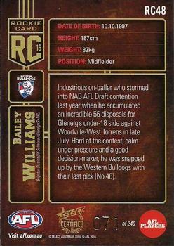 2016 Select AFL Certified - Rookies #RC48 Bailey Williams Back